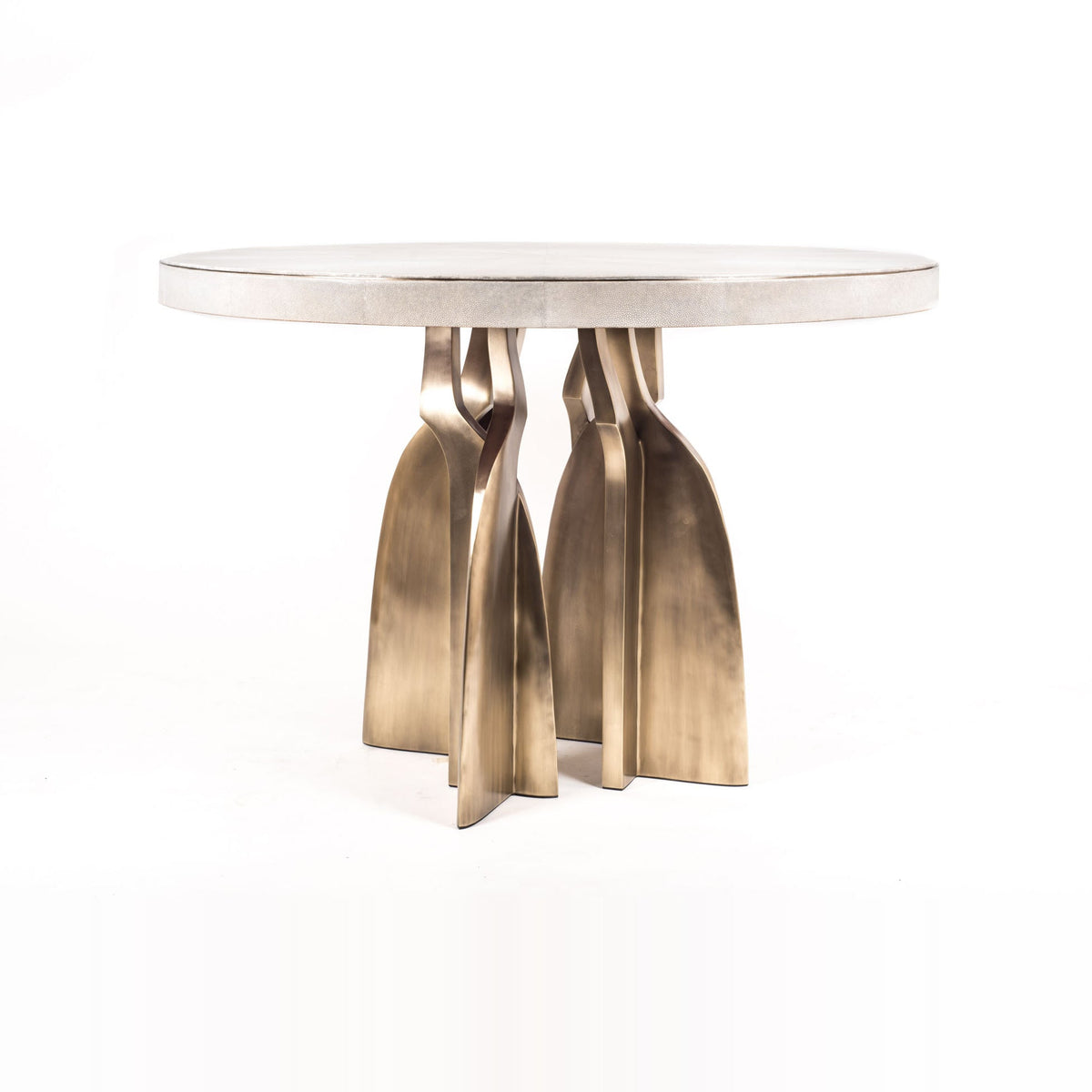 Chital Breakfast Table in Antique Natural Shagreen and Bronze Patina Brass by Kifu Paris