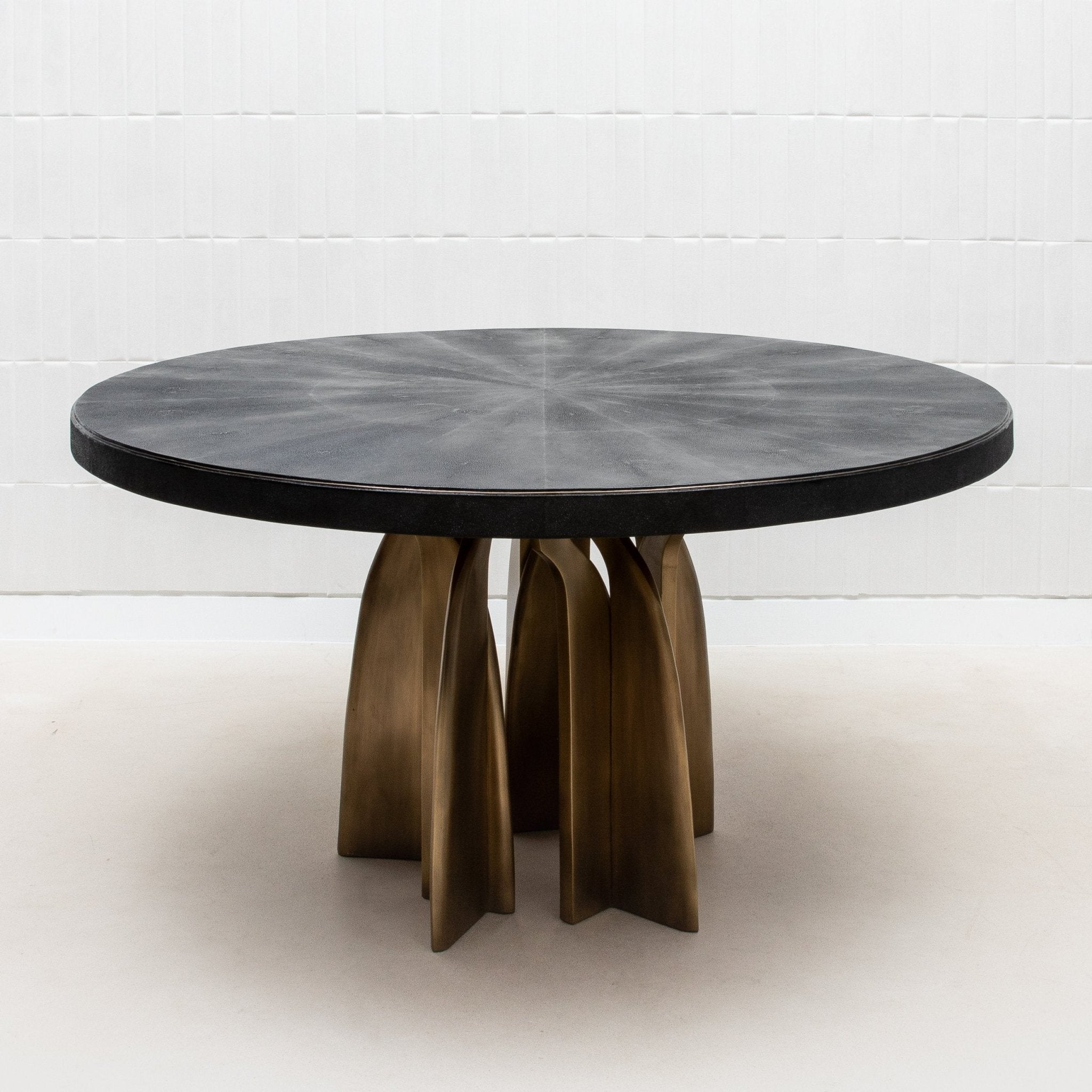 Chital Dining Table in Black Shagreen and Bronze Patina Brass – Mogul