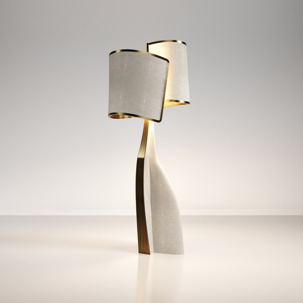 Chital Floor Lamp in Shagreen Inlay and Bronze Patina Brass by Kifu Paris