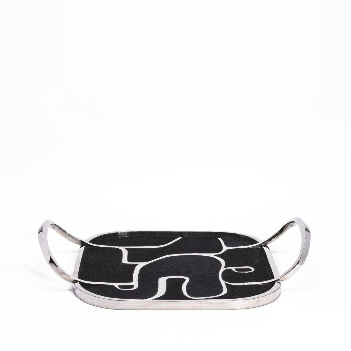 Cocteau Tray in Black Shagreen with Polished Stainless Steel by R&Y Augousti