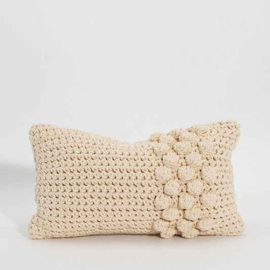 Cream Macrame Kidney Pillow