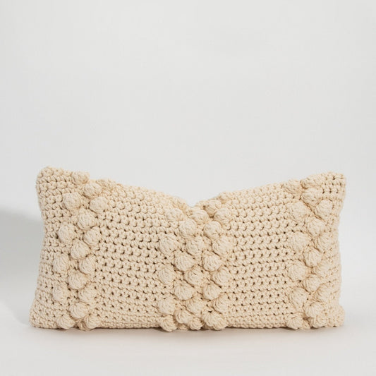 Cream Macrame Kidney Pillow