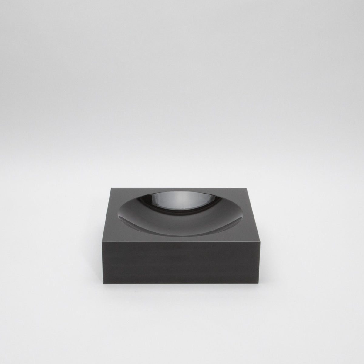 Crystal Black Convex Bowl by KA Glass
