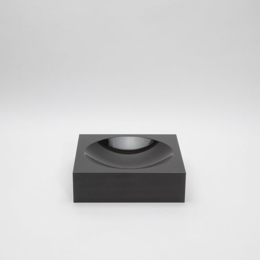 Crystal Black Convex Bowl by KA Glass