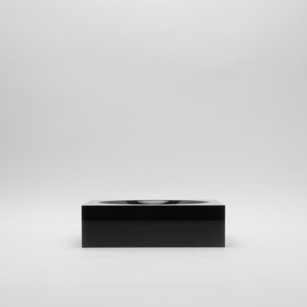 Crystal Black Convex Bowl by KA Glass