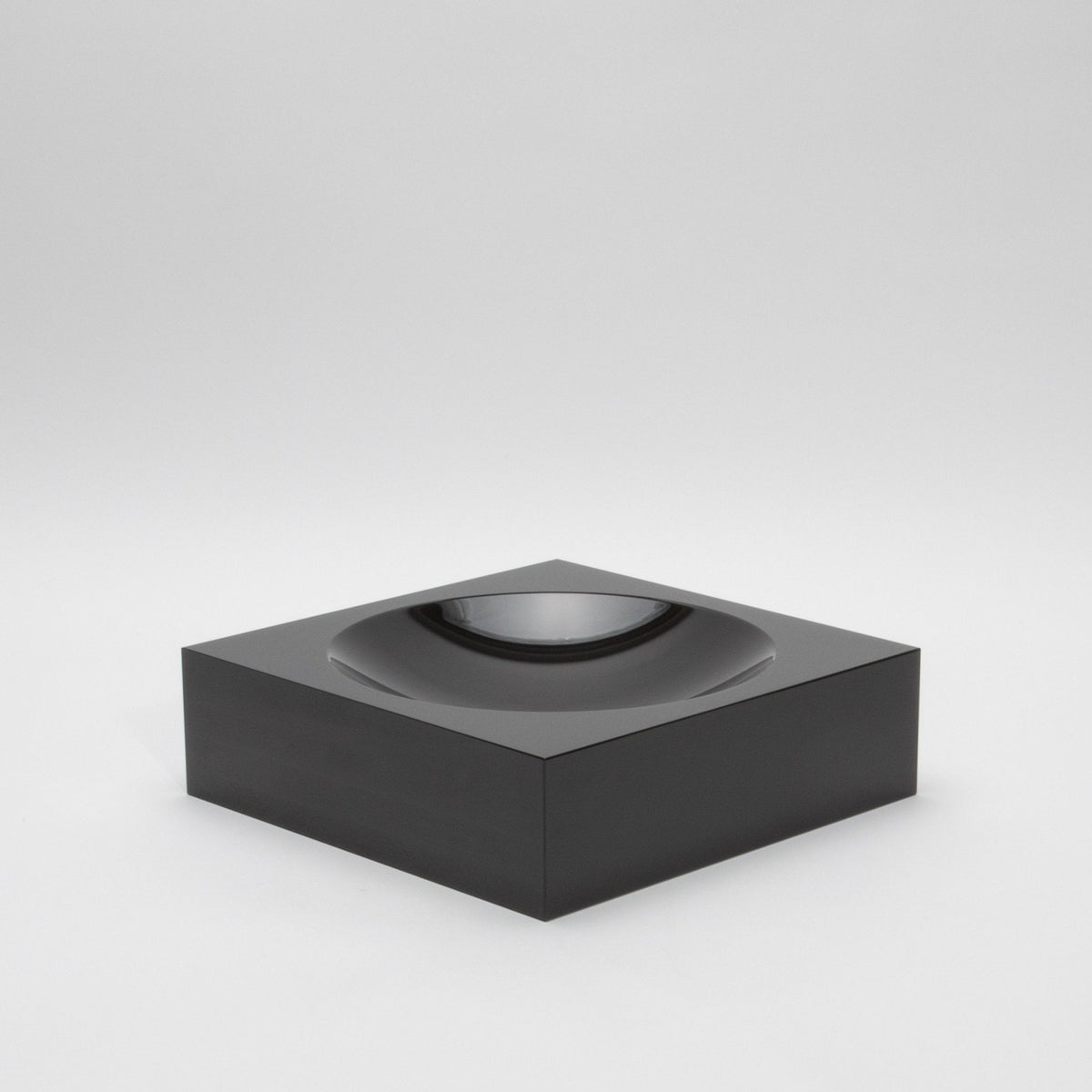 Crystal Black Convex Bowl by KA Glass
