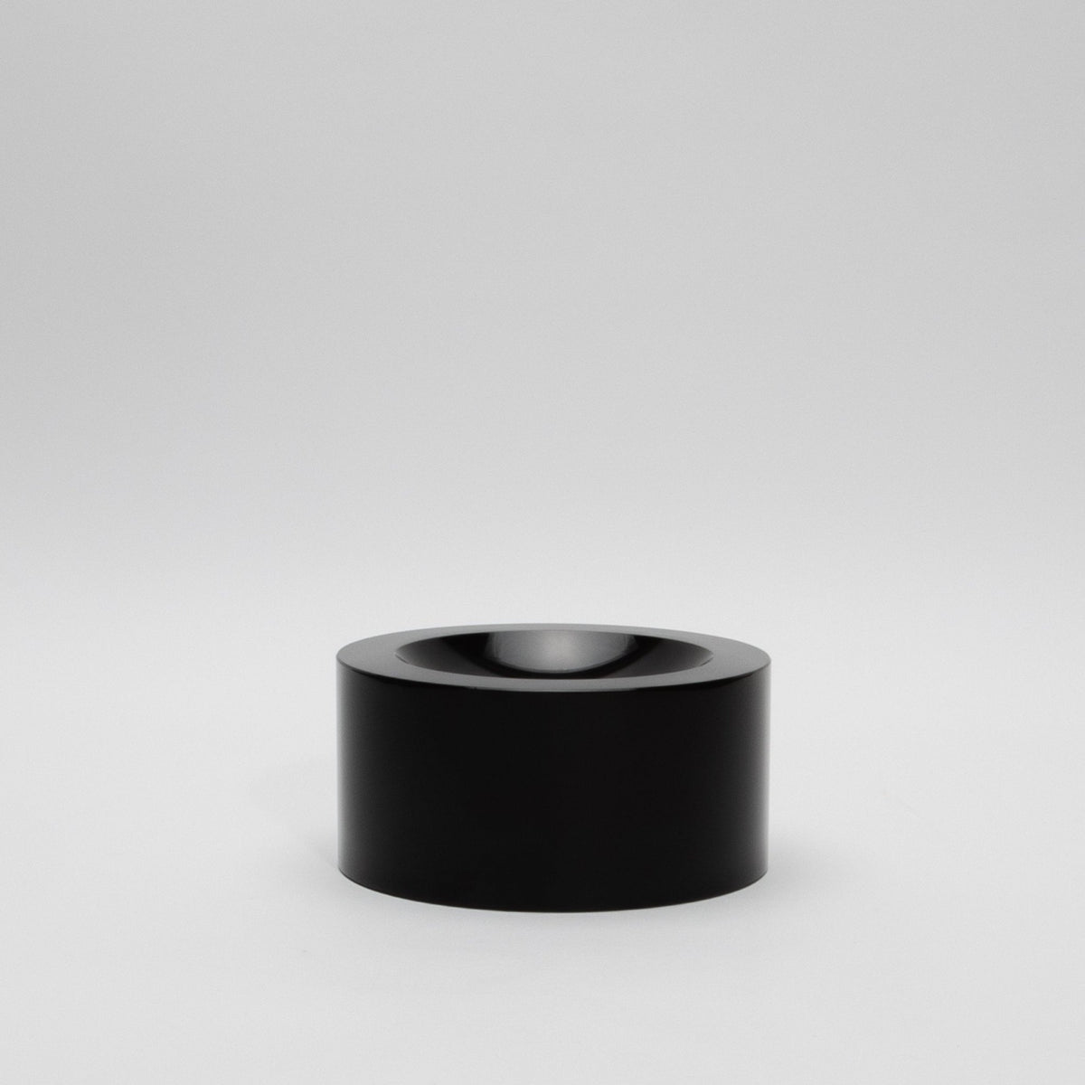 Crystal Black Convex Bowl by KA Glass
