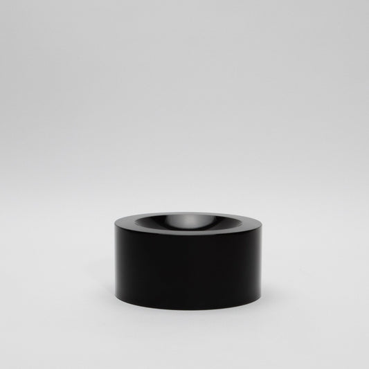Crystal Black Convex Bowl by KA Glass