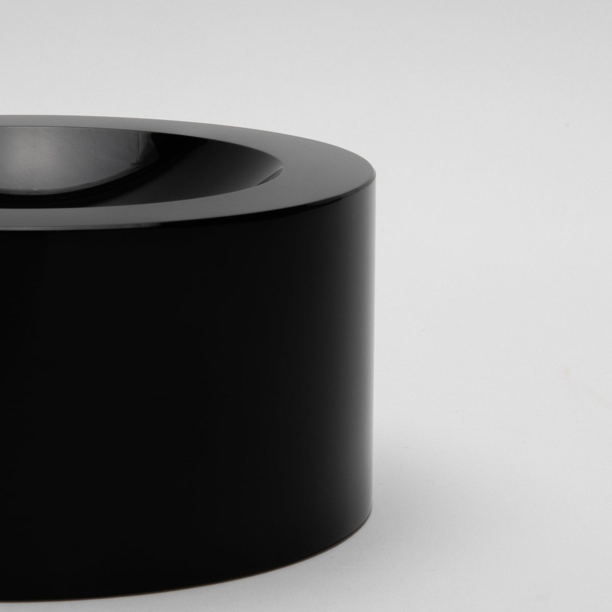 Crystal Black Convex Bowl by KA Glass