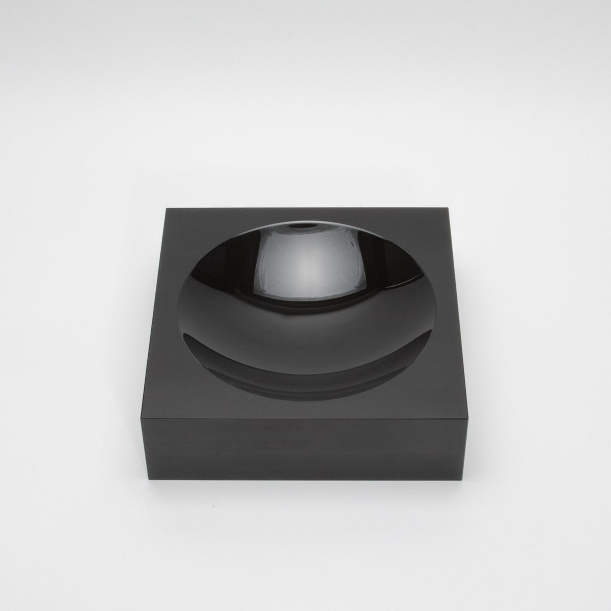 Crystal Black Convex Bowl by KA Glass