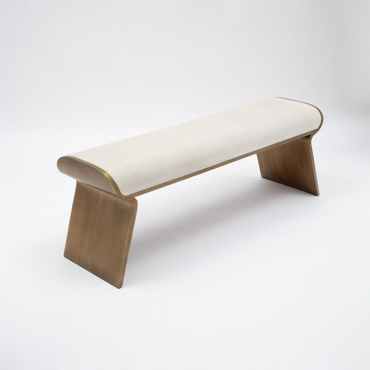 Dandy Bench in Cream Shagreen with Brass by Kifu Paris