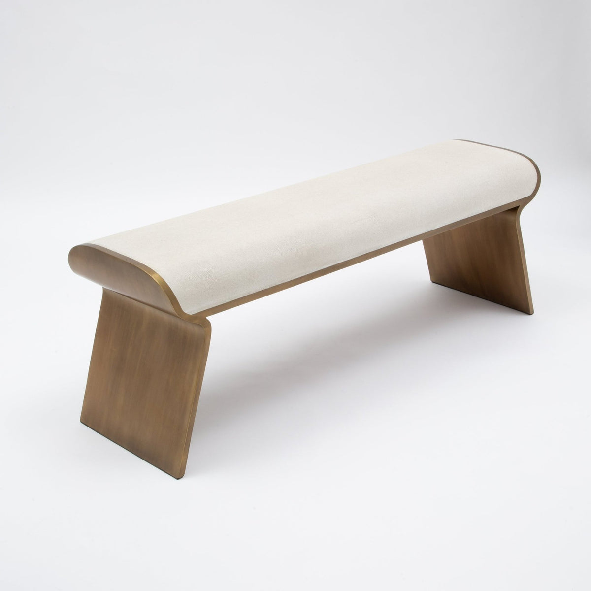 Dandy Bench in Cream Shagreen with Brass by Kifu Paris