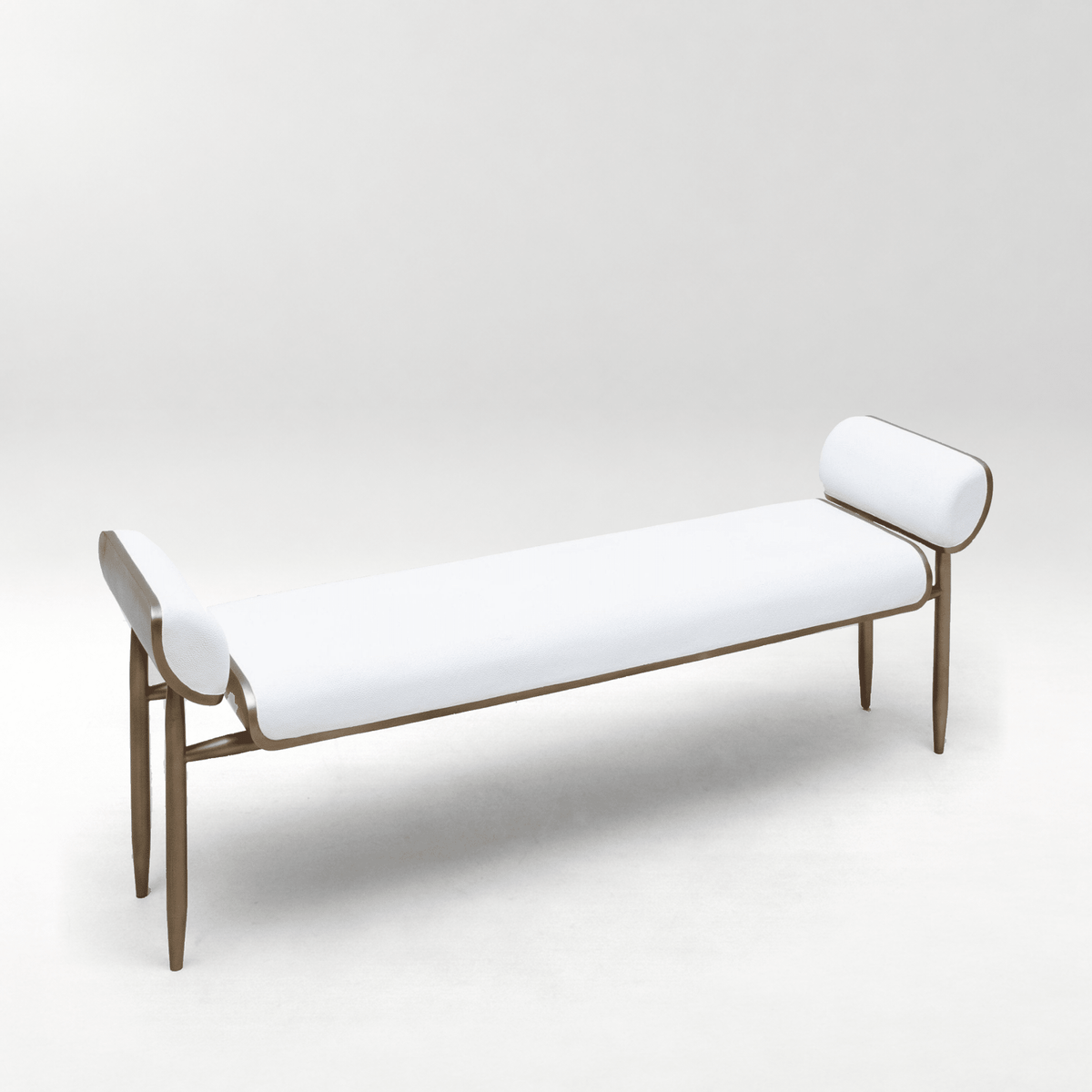 Dandy Day Bench in White Shagreen with Brass by Kifu Paris