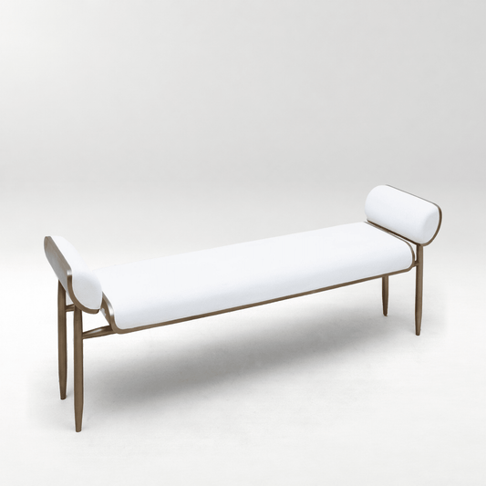 Dandy Day Bench in White Shagreen with Brass by Kifu Paris