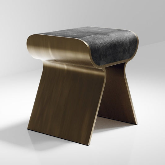 Dandy Stool in Coal Black Shagreen by Kifu Paris