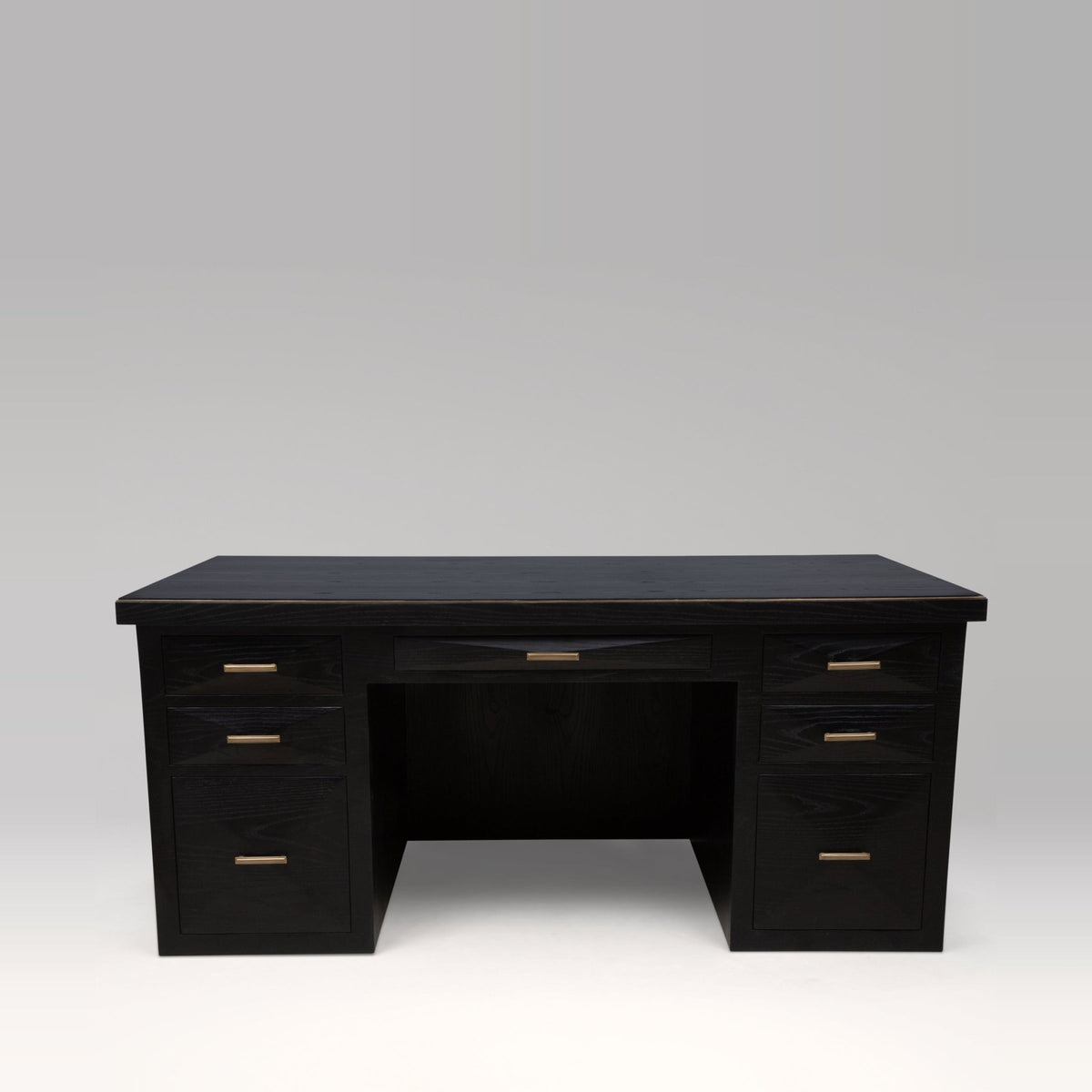 Desk in Black Oak with Brass Details by R&Y Augousti