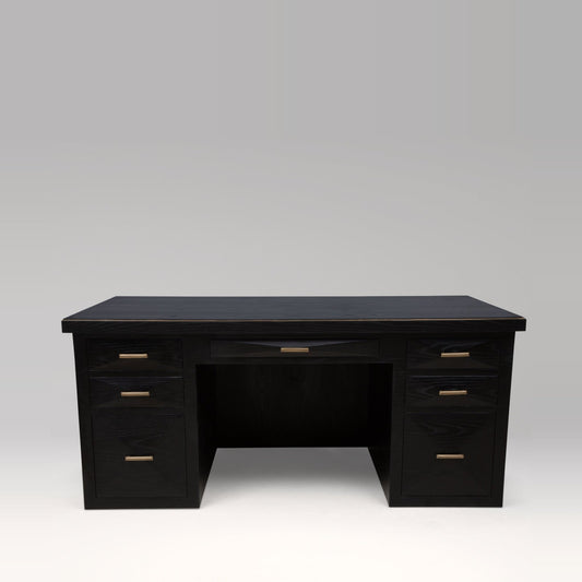 Desk in Black Oak with Brass Details by R&Y Augousti
