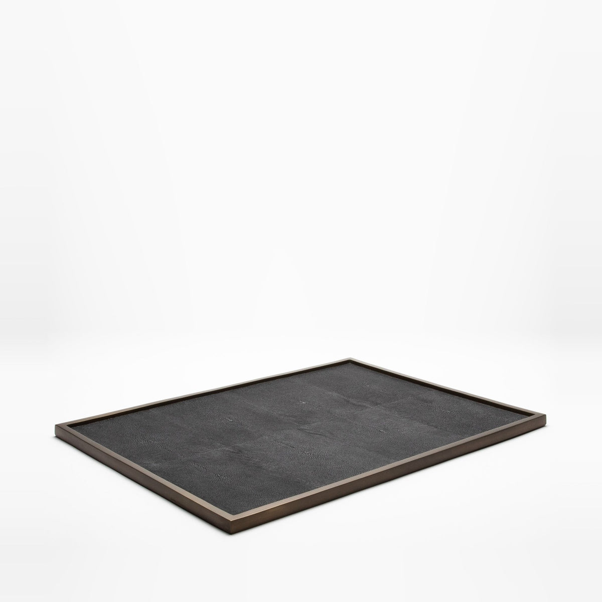 Extra Large Tray in Black Shagreen with Bronze Patina Brass by Kifu Paris