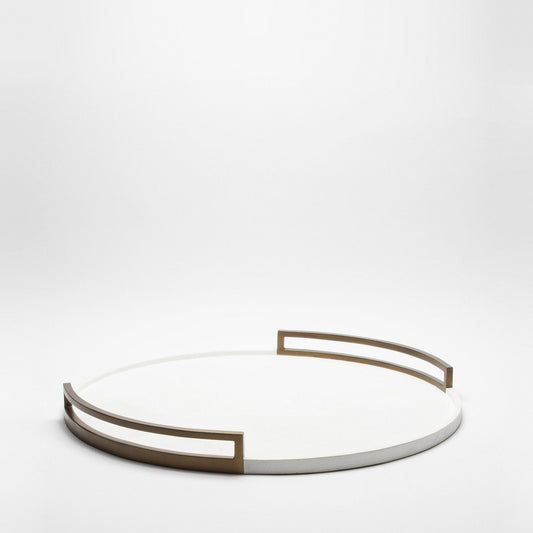 Extra Large Tray in White Shagreen with Bronze Patina Brass by R&Y Augousti