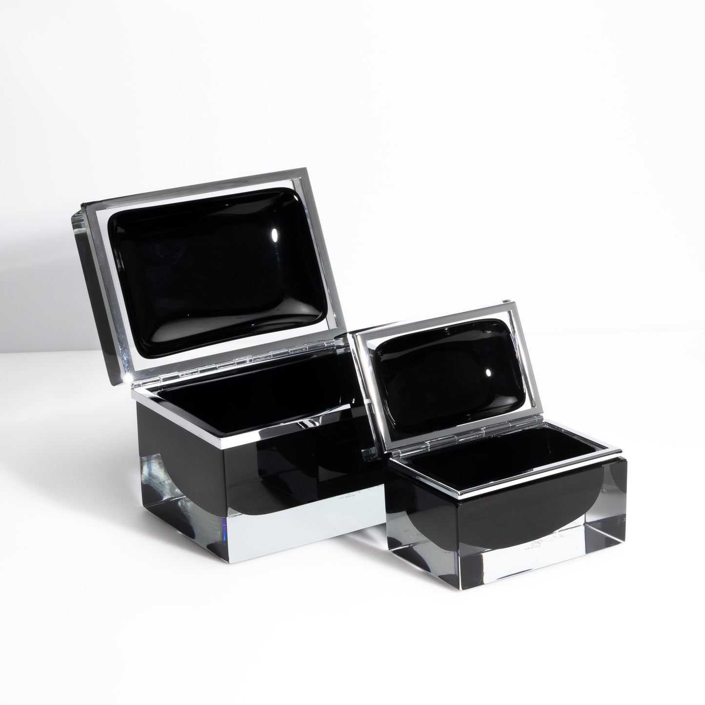 Murano Box with Chrome Fittings in Onyx Black