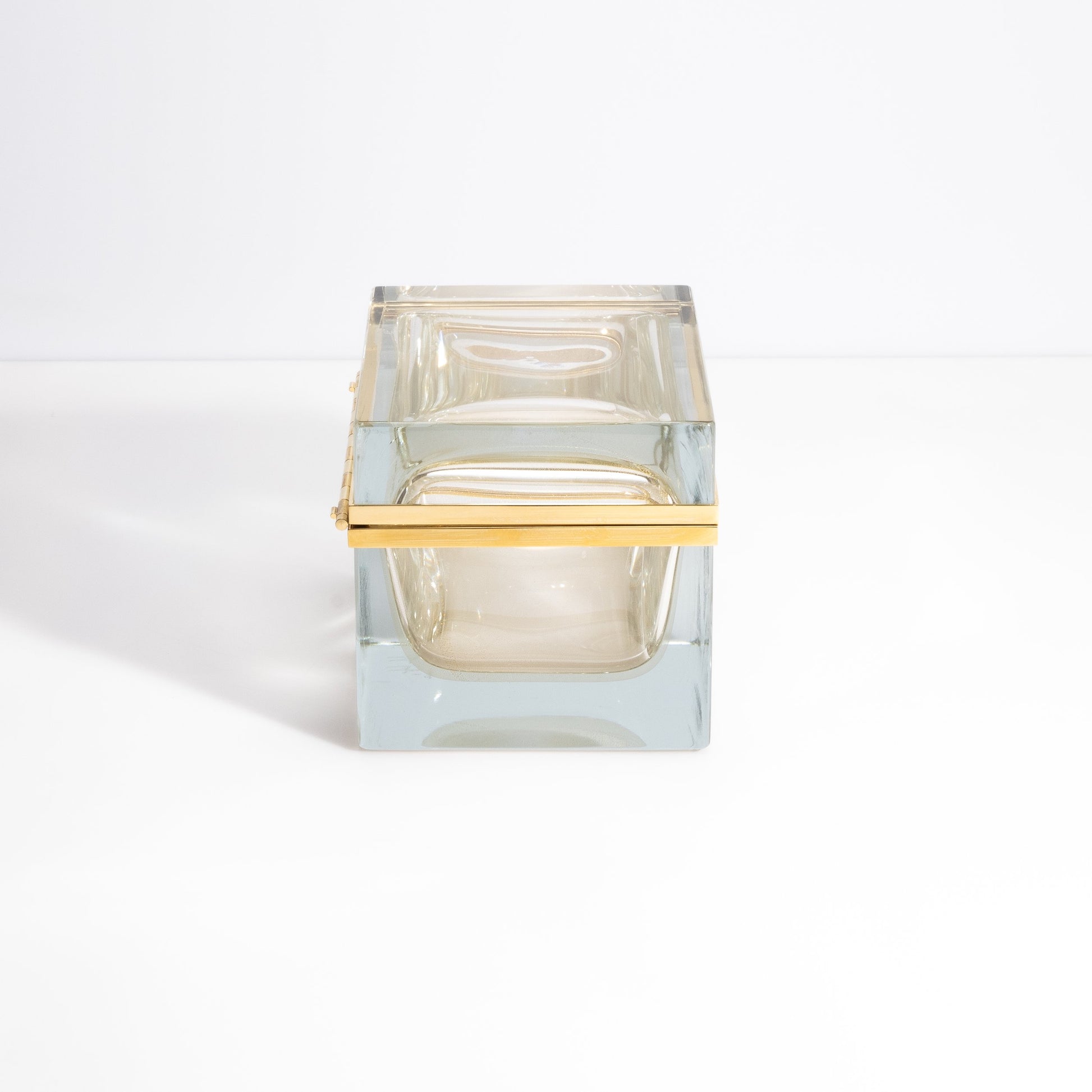 Murano Box with Brass Fittings in Crystal 24-Karat Gold Flecks