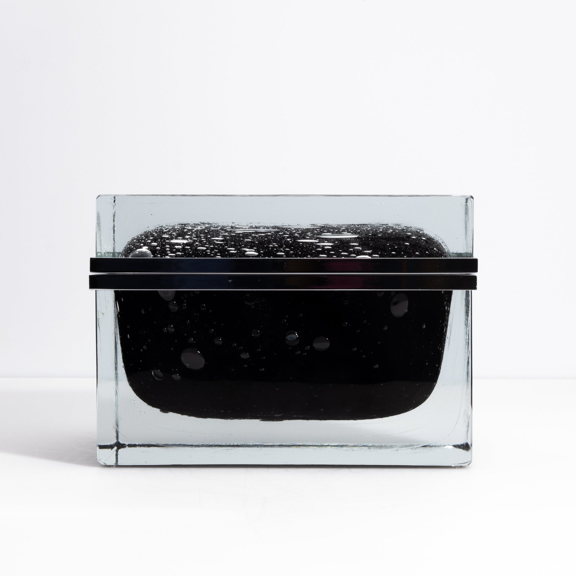 Murano Box with Bubbles and Chrome Fittings in Onyx Black
