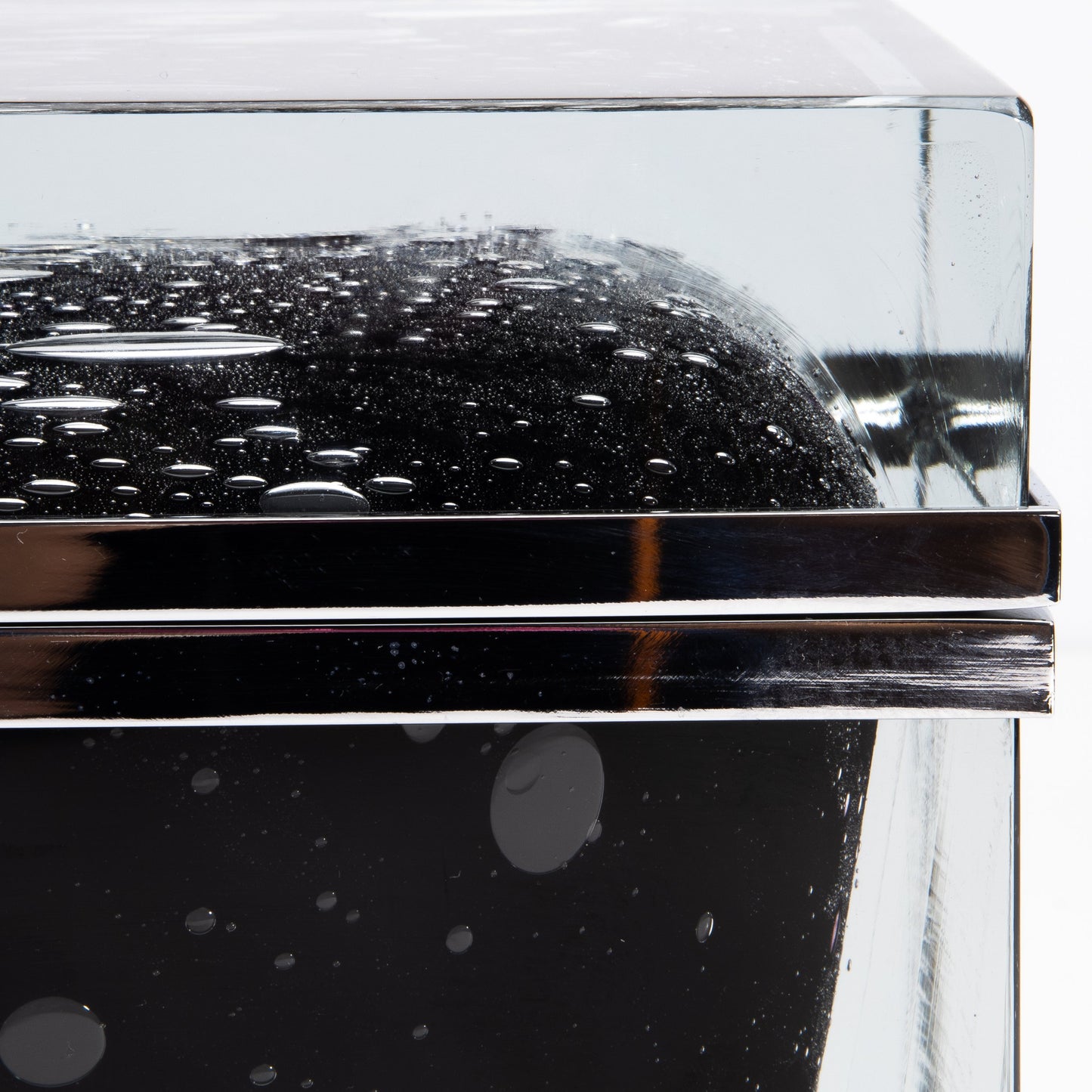 Murano Box with Bubbles and Chrome Fittings in Onyx Black