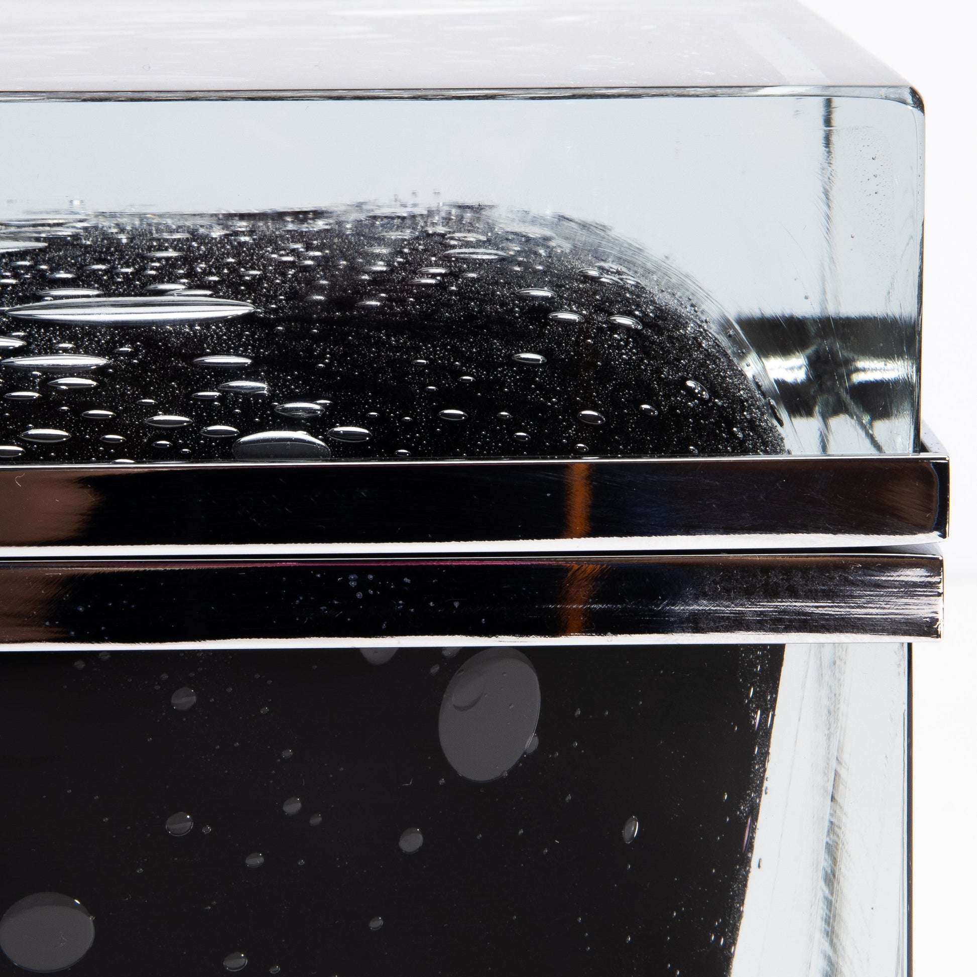 Murano Box with Bubbles and Chrome Fittings in Onyx Black
