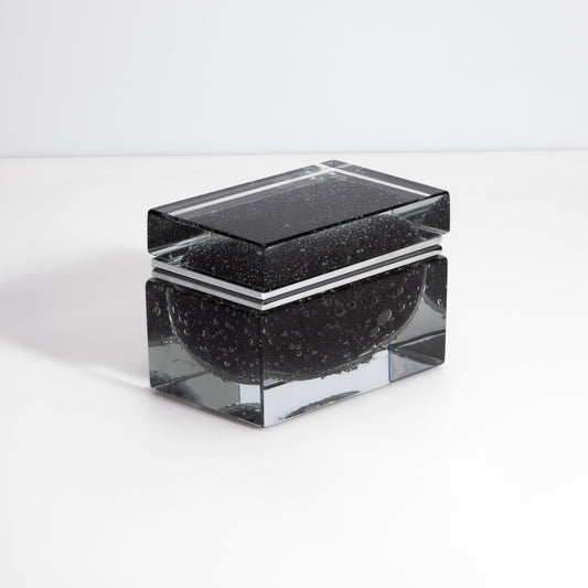 Murano Box with Bubbles and Chrome Fittings in Black