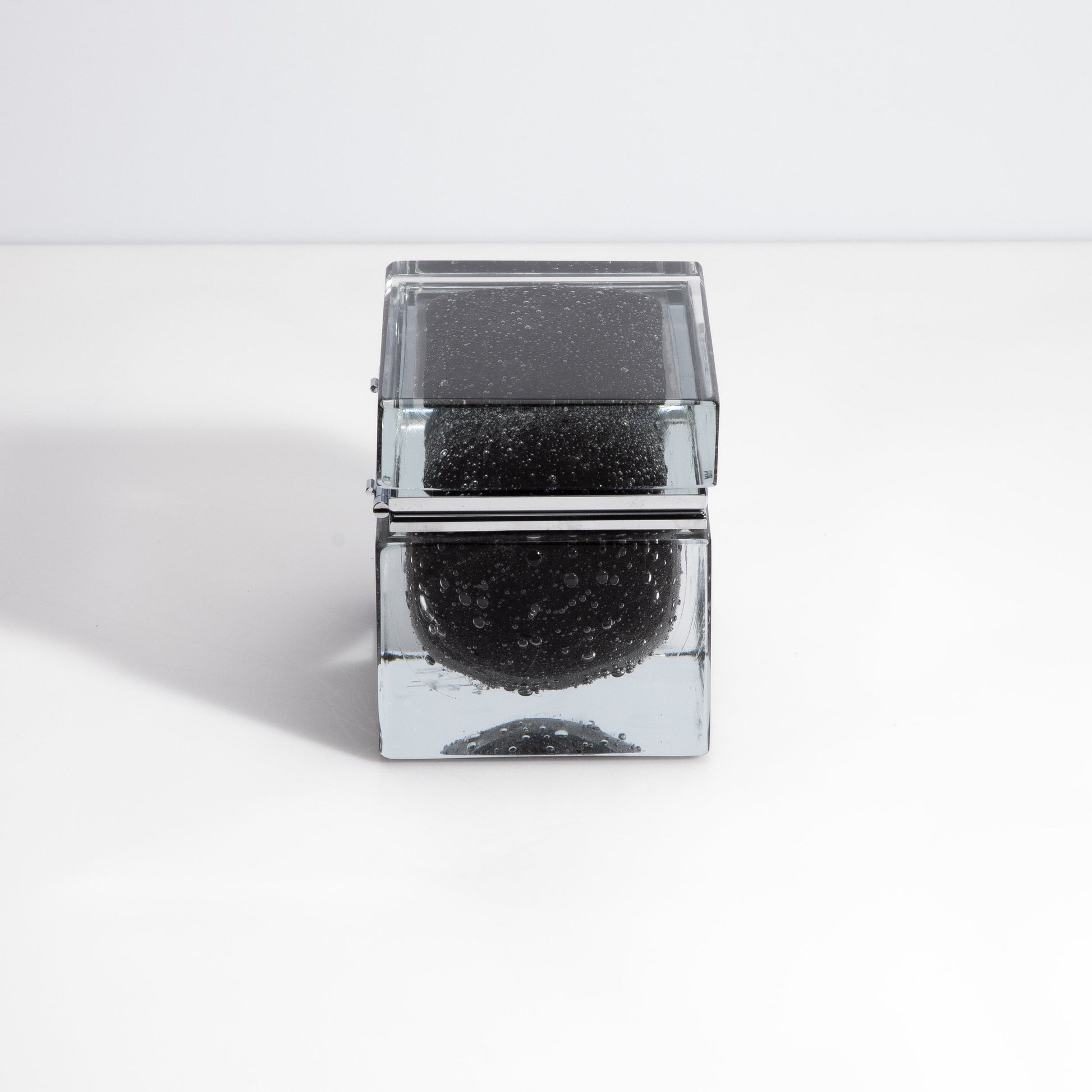 Murano Box with Bubbles and Chrome Fittings in Black