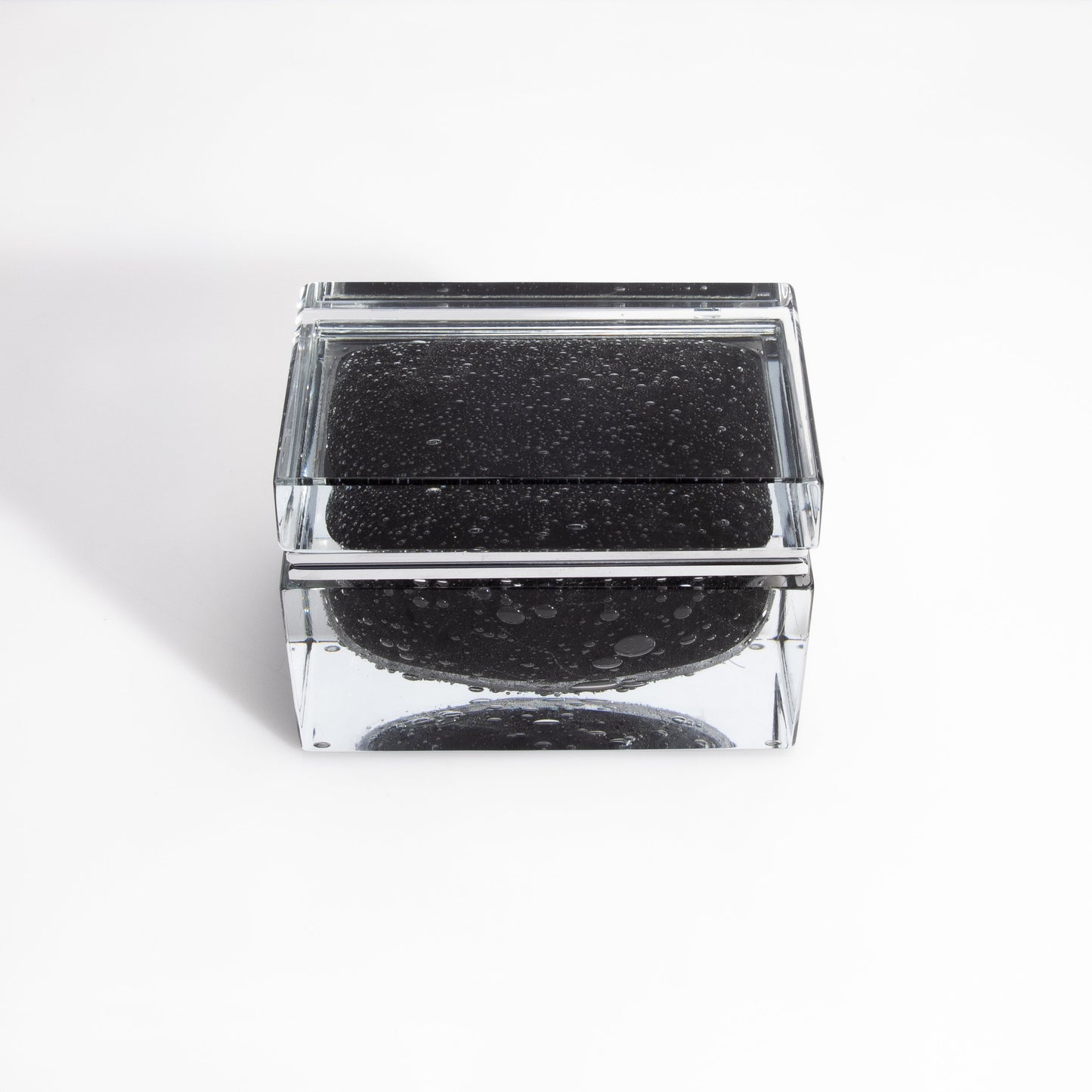 Murano Box with Bubbles and Chrome Fittings in Black