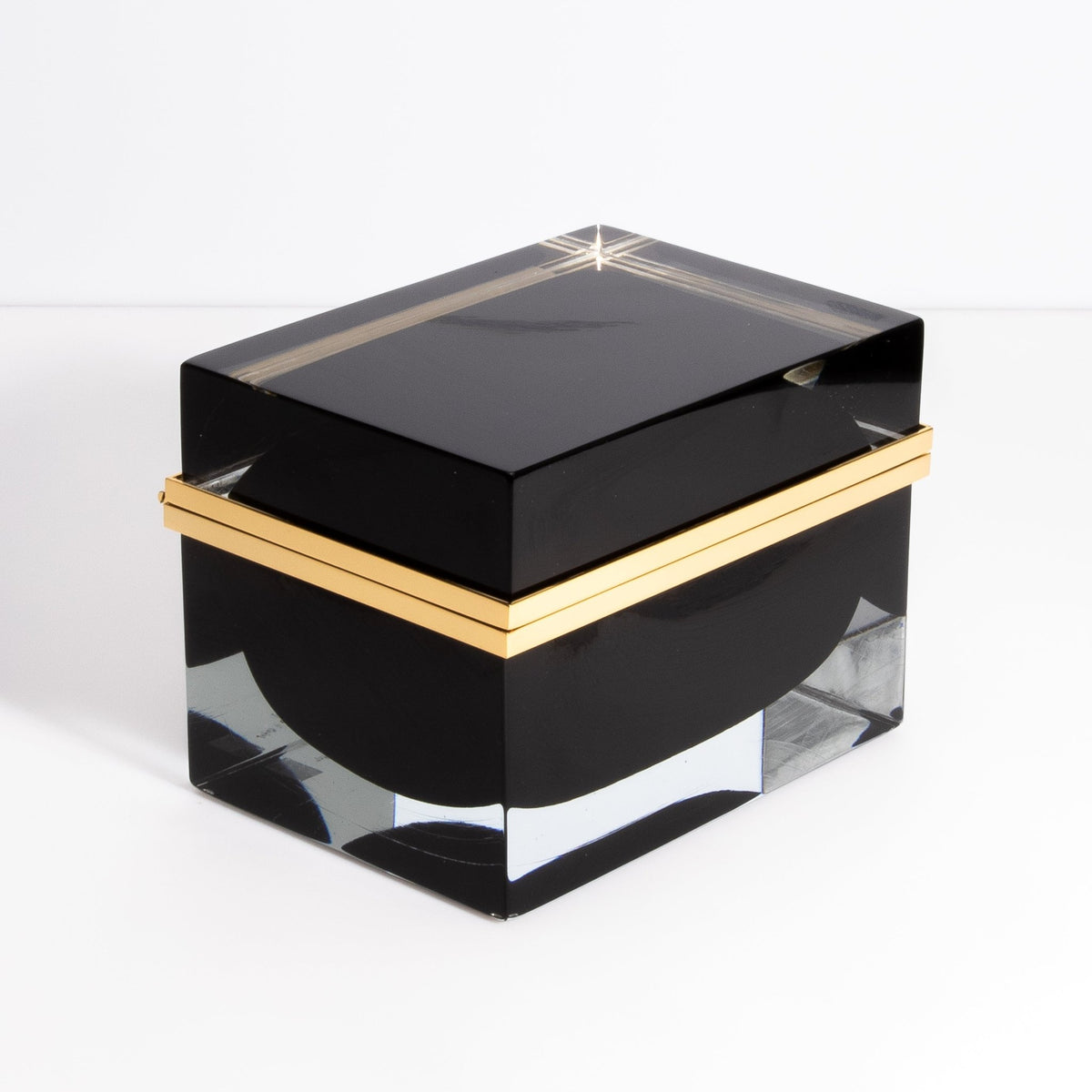 Giant Murano Glass Box in Onyx Black with Brass Fittings by MOGUL