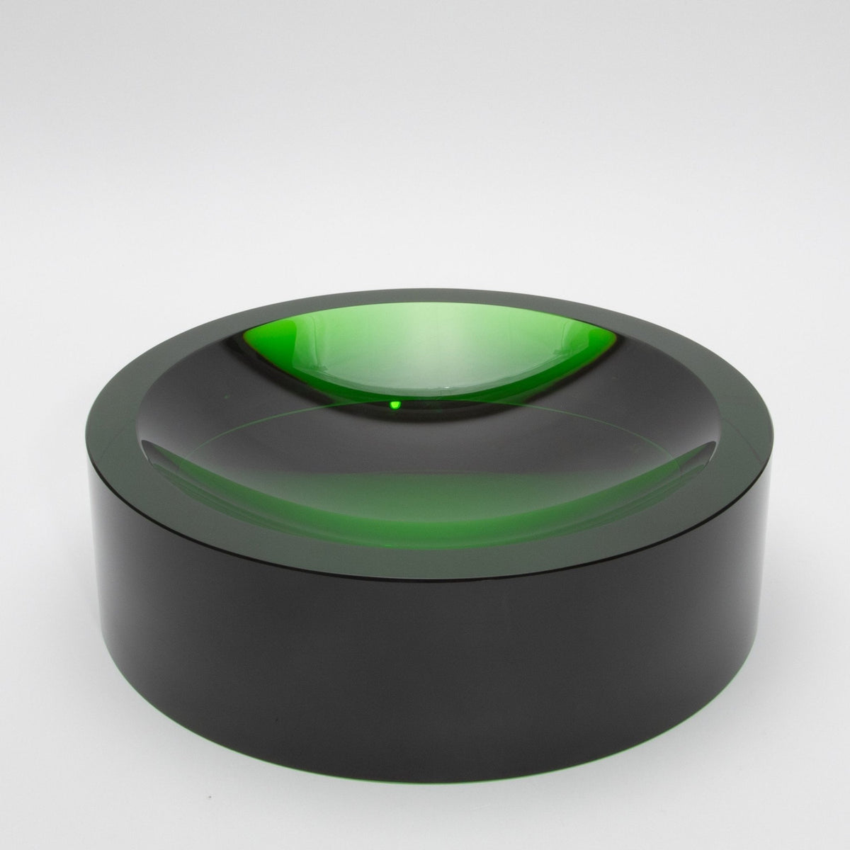 Green Crystal Convex Bowl by KA Glass