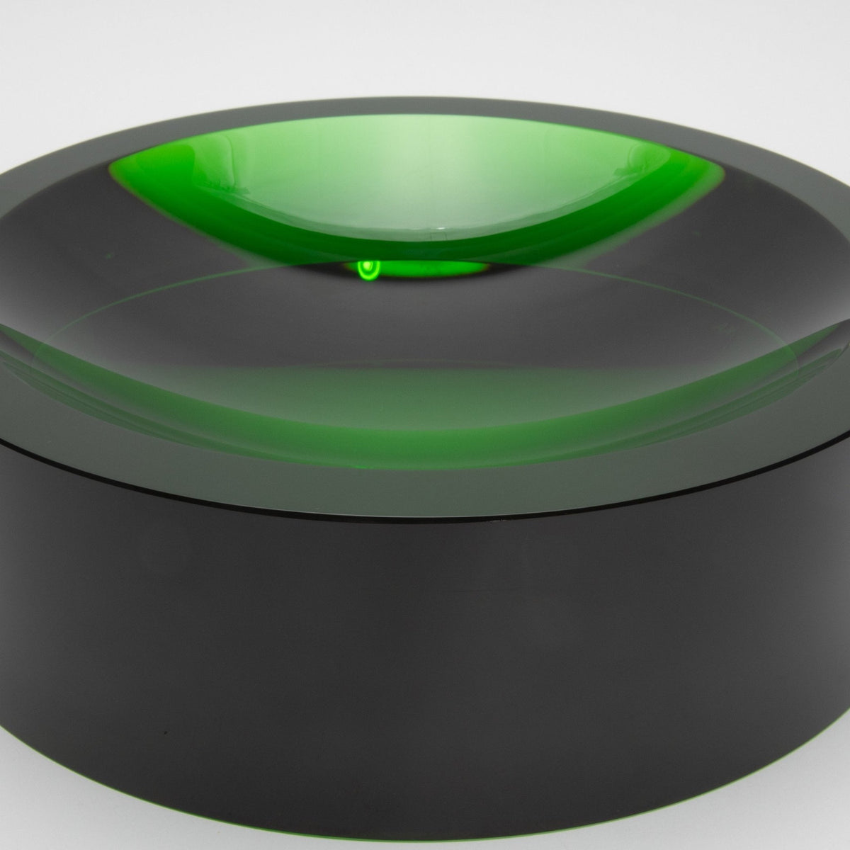 Green Crystal Convex Bowl by KA Glass
