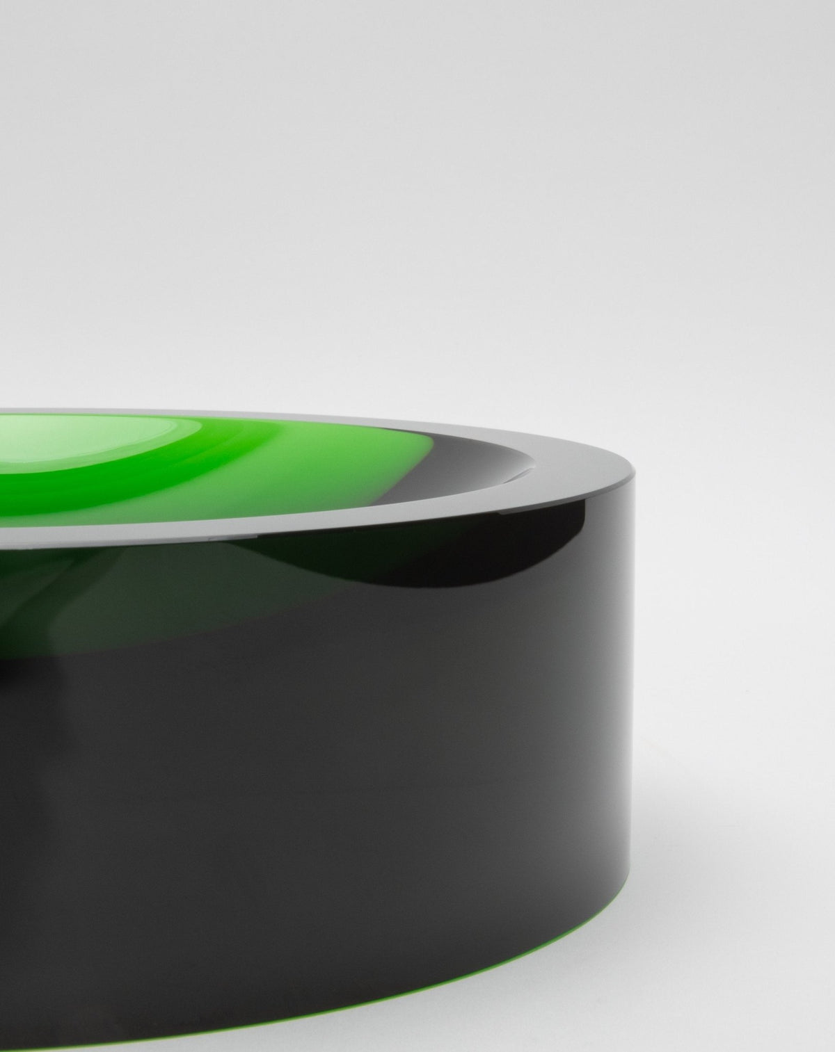 Green Crystal Convex Bowl by KA Glass