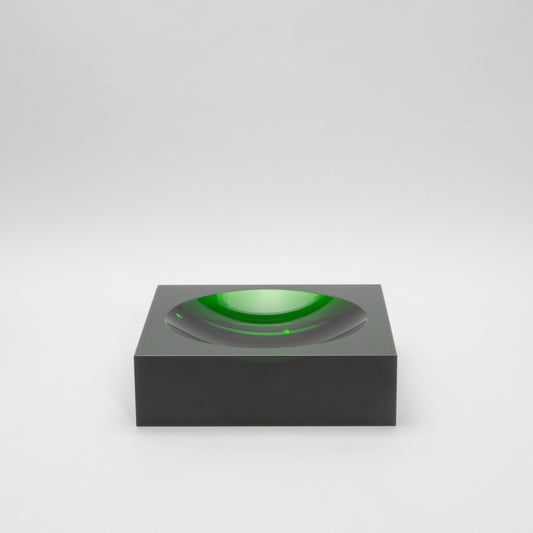 Green Crystal Convex Bowl by KA Glass