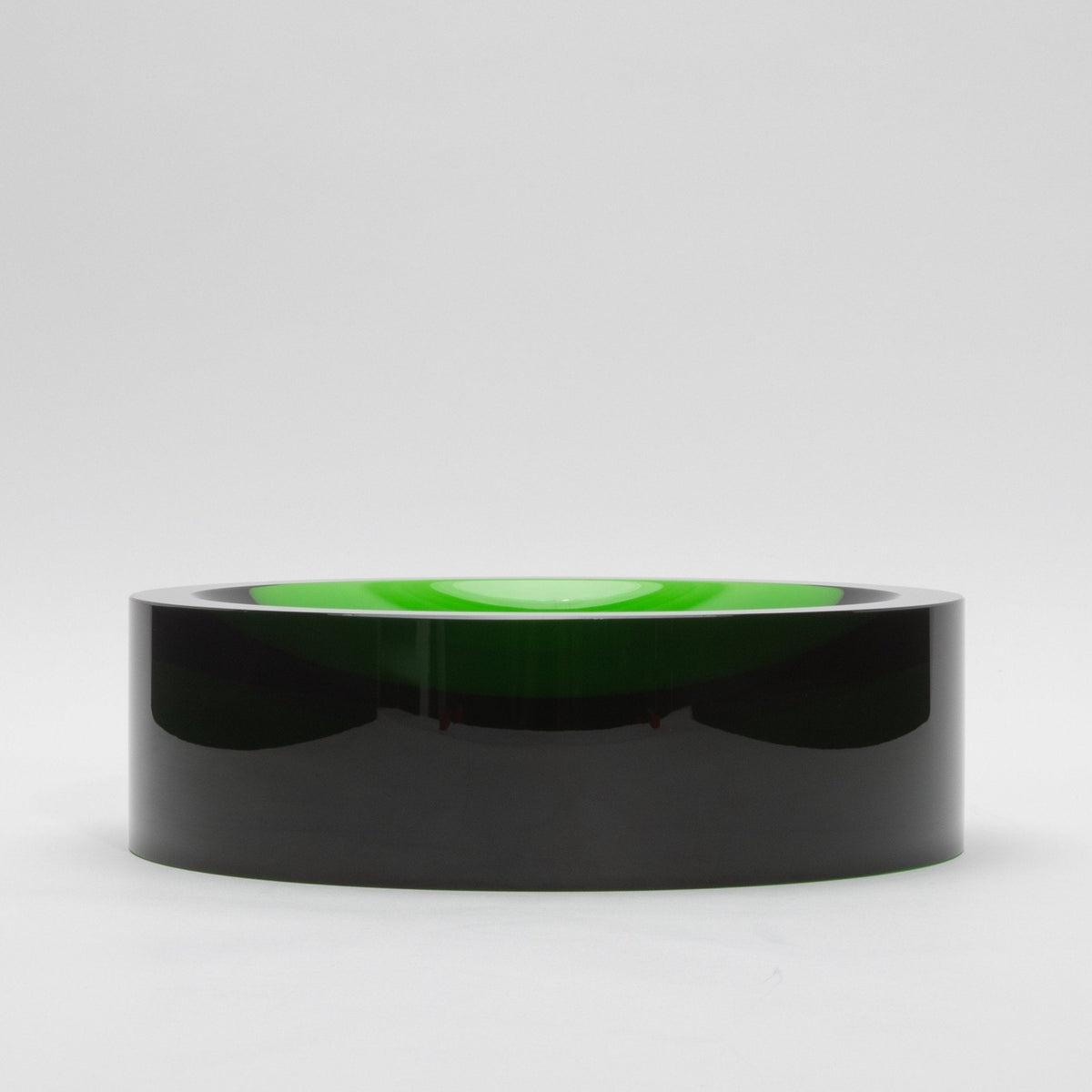 Green Crystal Convex Bowl by KA Glass