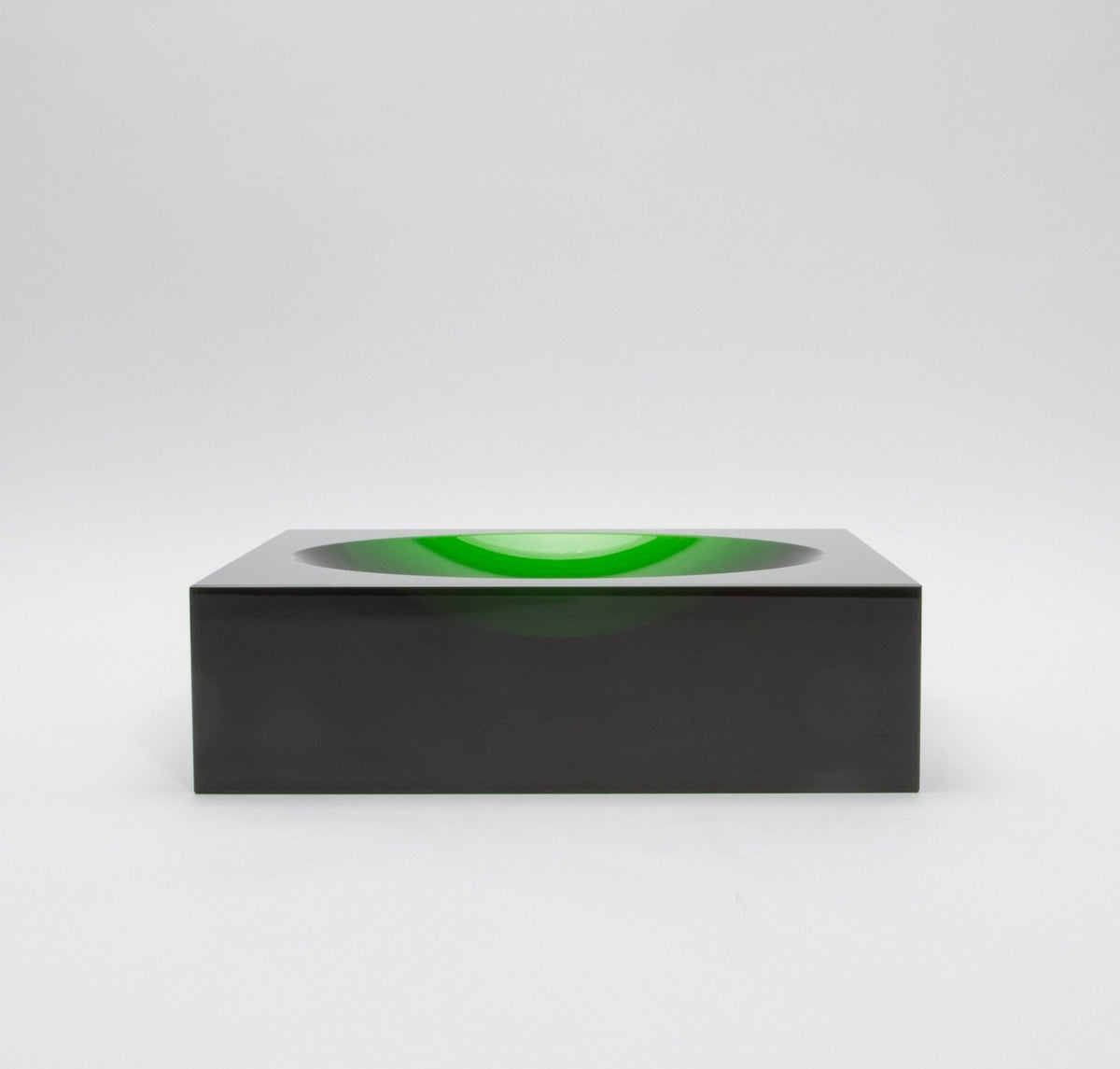 Green Crystal Convex Bowl by KA Glass
