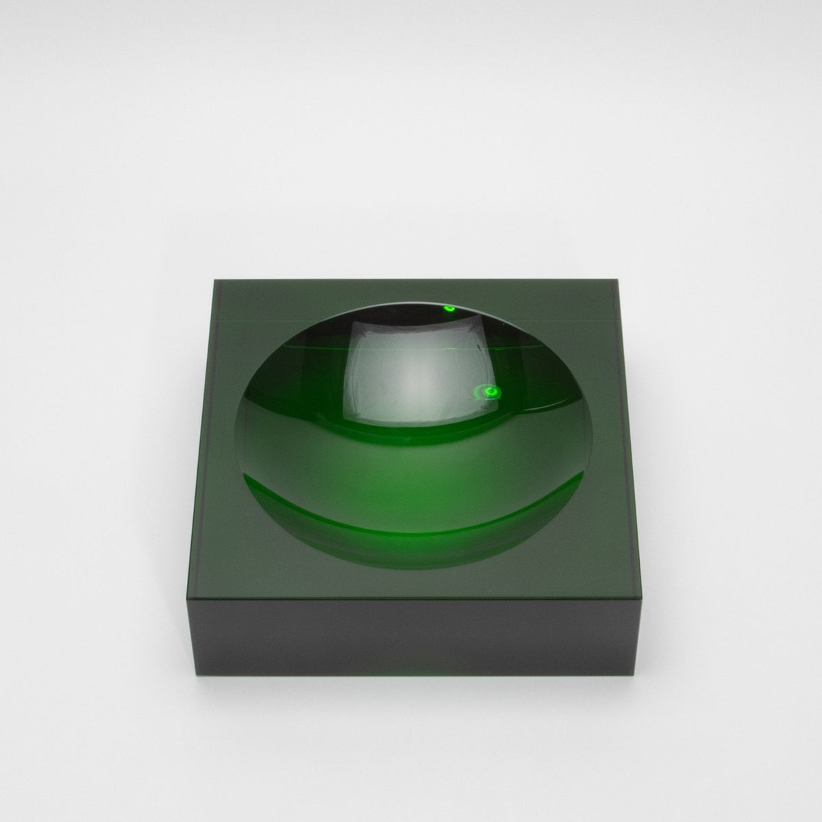 Green Crystal Convex Bowl by KA Glass