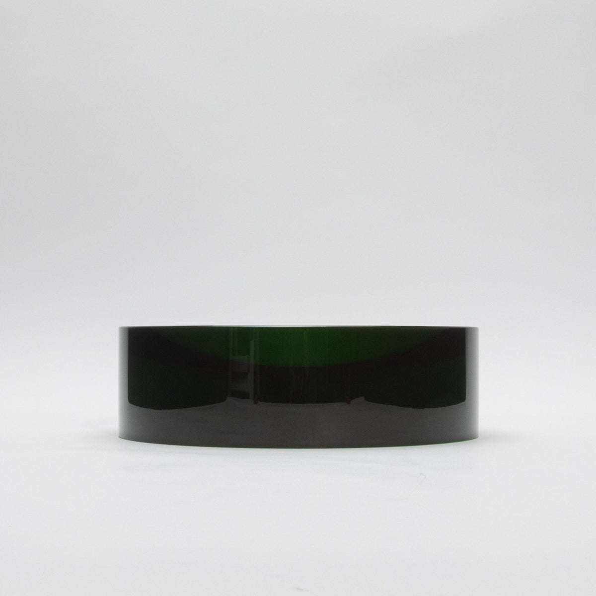 Green Crystal Convex Bowl by KA Glass