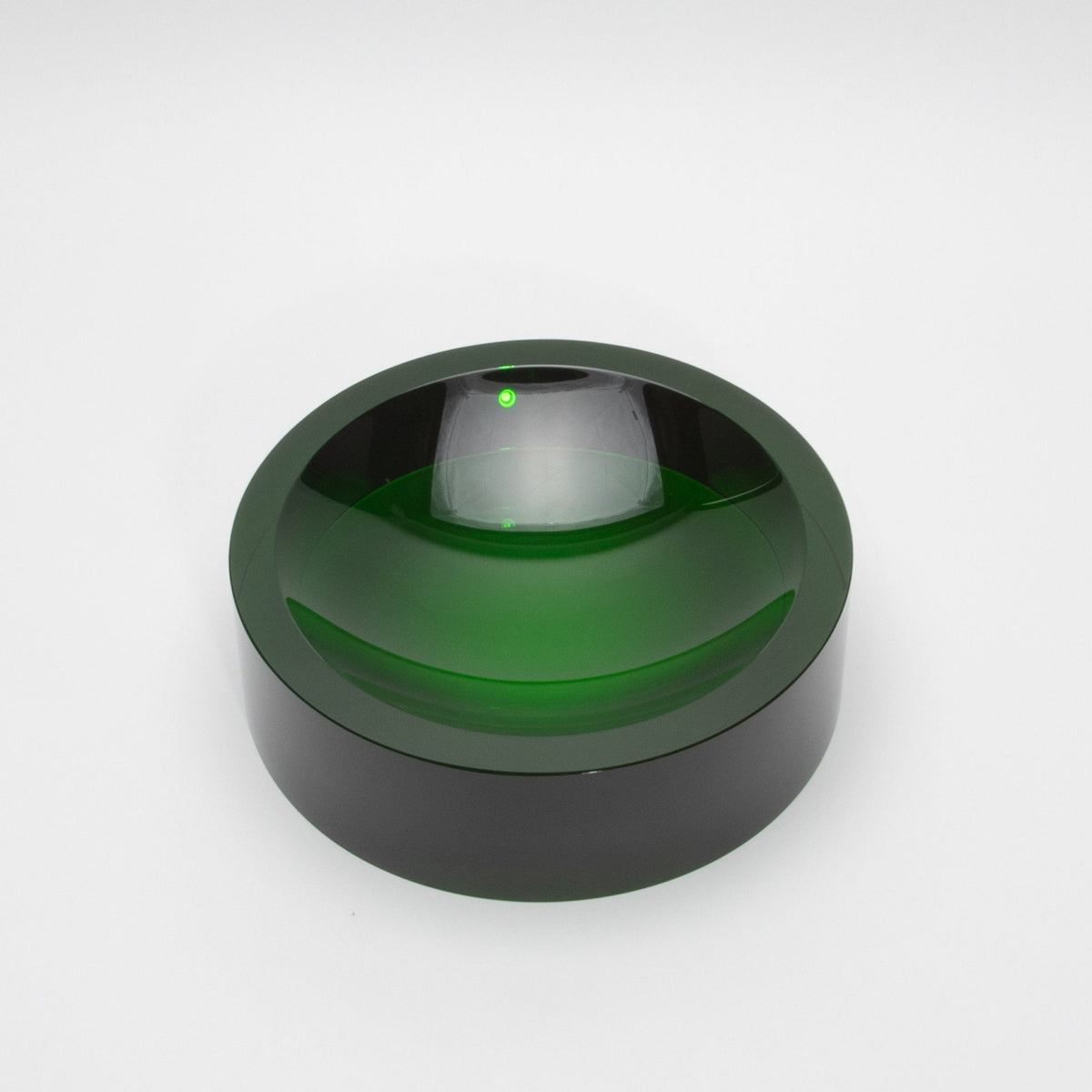 Green Crystal Convex Bowl by KA Glass