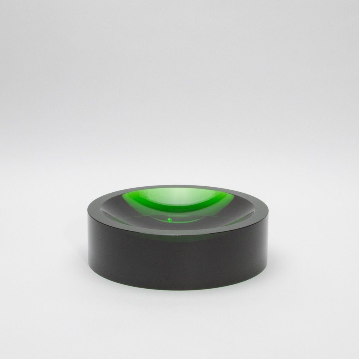 Green Crystal Convex Bowl by KA Glass