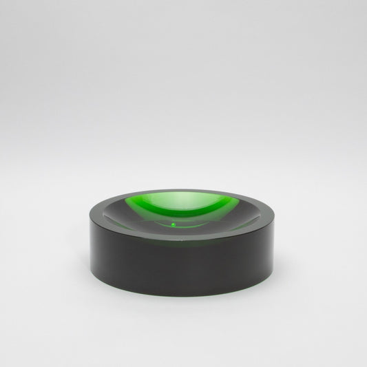 Green Crystal Convex Bowl by KA Glass
