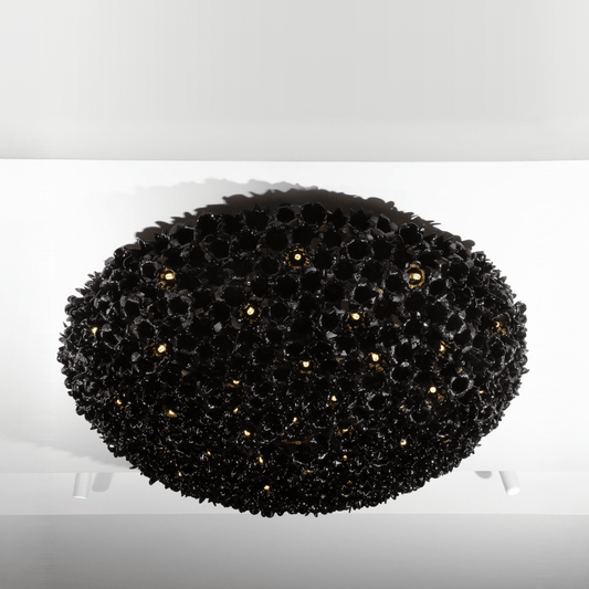Hand-Blown Murano Flower Flush Mount Chandelier in Black