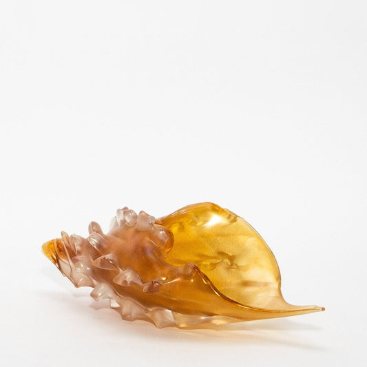 Hand-Blown Murano Shell in Amber with 24-karat Gold Dust