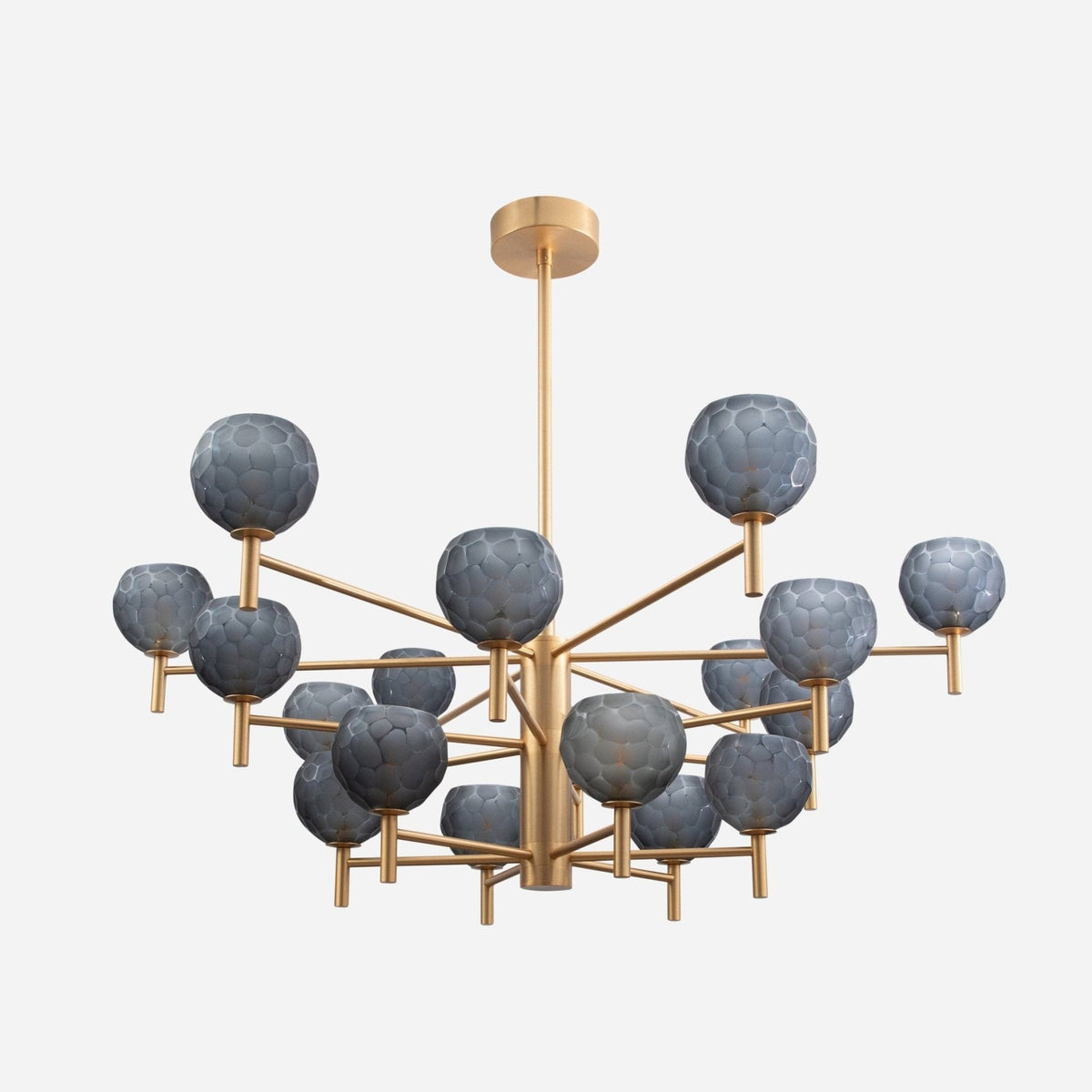 Hand-Blown Murano Spider Chandelier with Brushed Brass Fittings