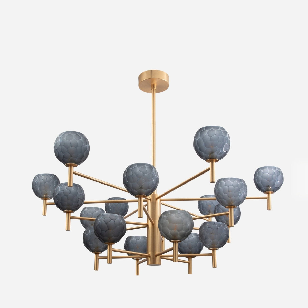 Hand-Blown Murano Spider Chandelier with Brushed Brass Fittings