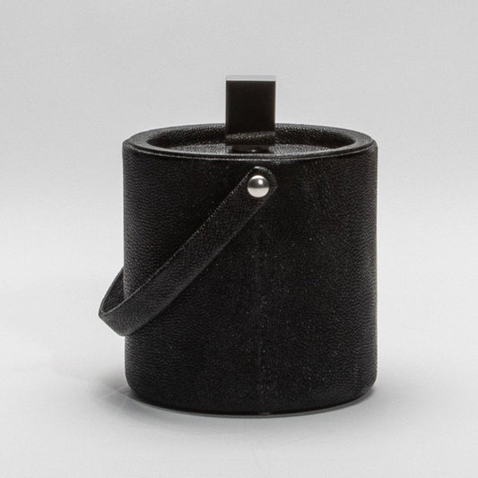 Ice Bucket in Black Shagreen with Stainless Steel by KIFU Paris