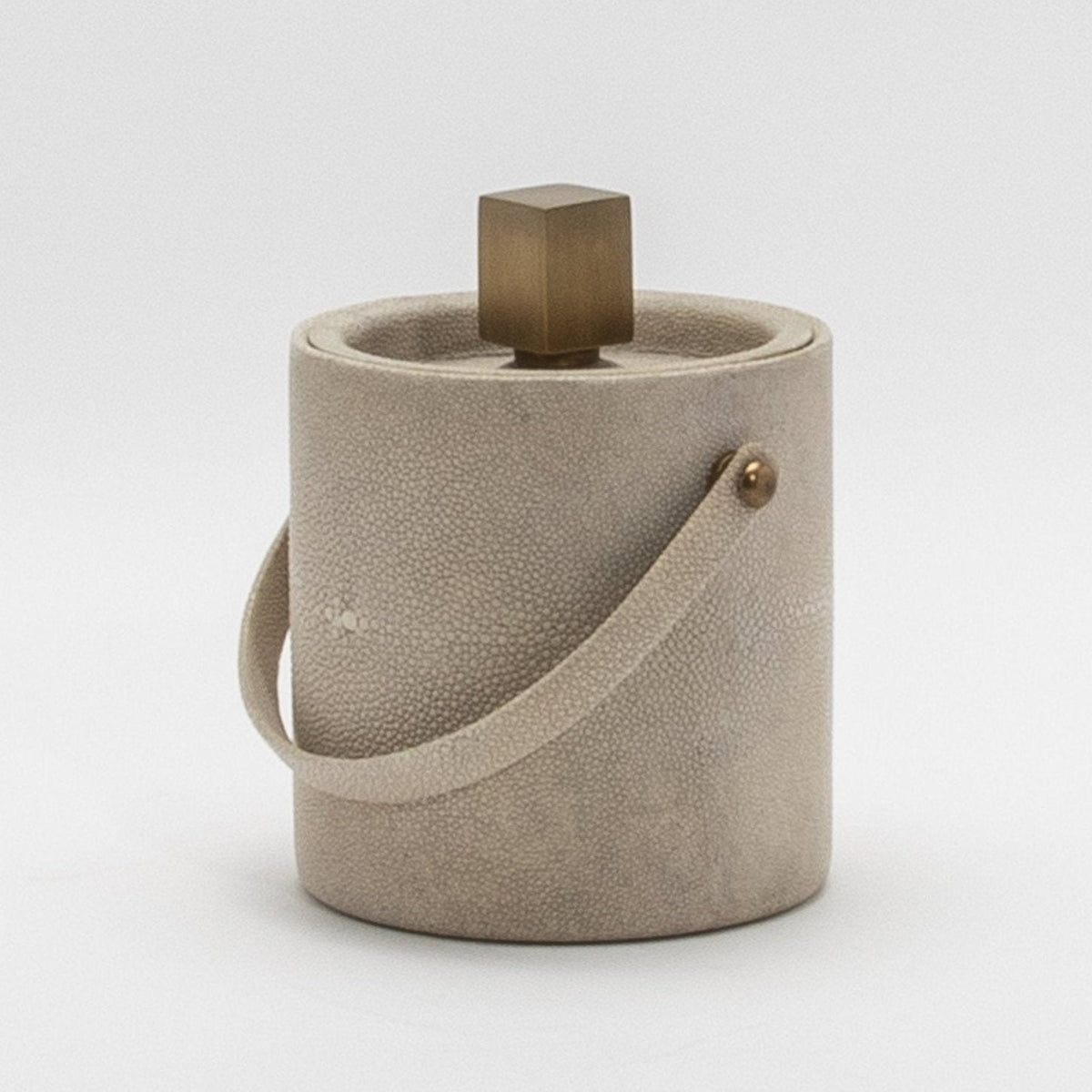 Ice Bucket in Cream Shagreen with Brass by KIFU Paris