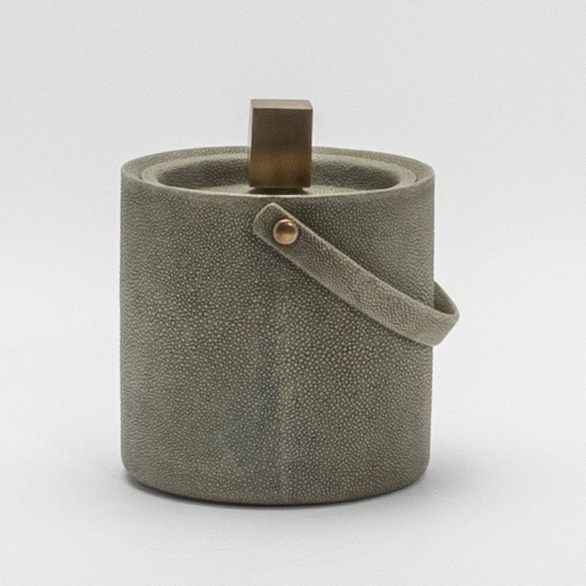 Ice Bucket in Grey Shagreen with Brass by KIFU Paris